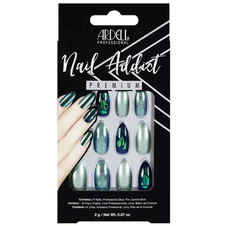 ARDELL Nail Addict Green Glitter Chrome False Nails