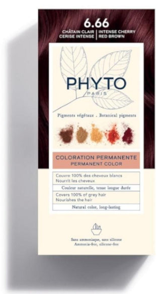 Phyto Color 6.66 Intense Cherry Red Brown Permanent Hair Dye