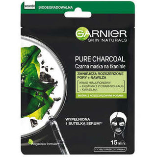 GARNIER Black Textile Mask Pure Charcoal with Seaweed Extract