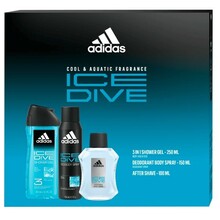 Adidas Set Ice Dive Aftershave, Shower Gel and Deodorant for Men