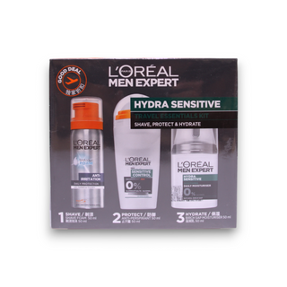 L`Oreal Paris Travel Set L'Oreal Paris: Men Expert Alcohol-Free Hydrating & Regenerating Day & Night Cream For Face + Men Expert Alcohol-Free Anti-Sweat Deodorant Roll-On For Men + Men Expert Glycerin Against Irritation Shaving Foam