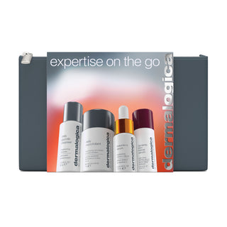 Dermalogica Expertise On The Go Set Dermalogica: Daily Glycolic Cleansing Cleansing Gel For Face + Daily Microfoliant Exfoliating Exfoliating Powder + Biolumin-C Vitamin C Brightening Serum For Face + Dynamic Skin Retinol Anti-Wrinkle Serum For Face