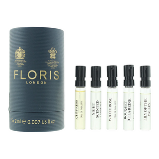 Floris Of London Discovery Collection Set Floris Of London: White Rose *Vial + Night Scented Jasmine Unisex *Vial + Chypress Unisex *Vial + Lily Of The Valley *Vial + Bouquet De La Reine Unisex *Vial for Women | EDT