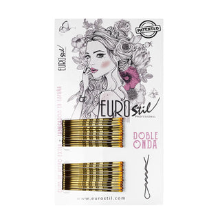 EUROSTIL Double Wave Hair Clips Bronze 24 Pieces