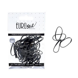 EUROSTIL Black Hair Elastic Bands 50 Pieces