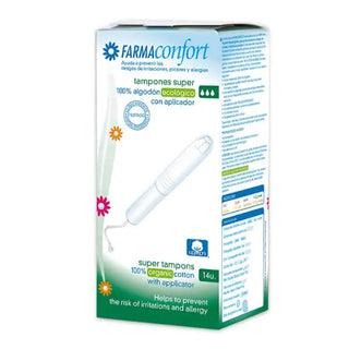 FARMACONFORT Cotton Tampons With Applicator Size Super