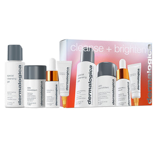 Dermalogica Cleanse + Brighten Set Dermalogica: Special Cleansing Gel For Face + Daily Microfoliant Exfoliating Exfoliating Powder + Biolumin-C Vitamin C Brightening Serum For Face + Biolumin-C Illuminating Eye Serum
