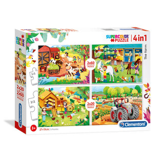Clementoni SuperColor 4 in 1 The Farm Puzzle Unisex
