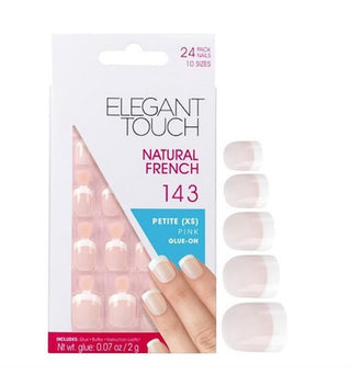 Elegant Touch Set Elegant Touch Natural French Square Artificial Nails Pink 143 Petite (XS)