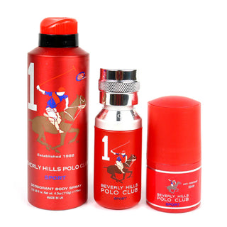 Beverly Hills Polo Club Gift Set Beverly Hills Polo Club: 1982 - Sport 1 + 1982 - Sport 1 Anti-Perspirant Deodorant Spray + 1982 - Sport 1 Anti-Perspirant Deodorant Roll-On for Men | EDT