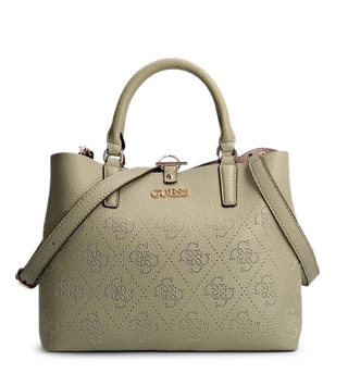 Guess Amara Polyurethane Textile Handbag Logo Green HWSG8493060 29 x 22 x 14 cm