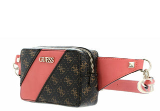 Guess Camy Textile Fanny Pack Logo Coral/Brown For Women