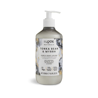 I Love Naturals Collection Vegan Moisturizing & Softening Tonka Bean & Myrrh Lotion For Hands & Body