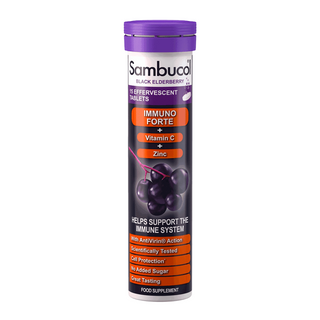 Sambucol Immuno Forte+ Black Eldeberry Vitamin C & Zinc Support The Immune System Effervescent Tablets