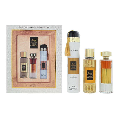 Ard Al Zaafaran Set Ard Al Zaafaran: Oud Romancea Eau De Parfum For Women + Oud Romancea Scented Spray For Women + Oud Romancea Amber Room Air Freshener