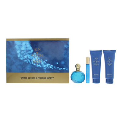 Benetton Set Benetton: Sun Moon Stars Eau De Toilette For Women + Sun Moon Stars Eau De Toilette For Women *Miniature + Sun Moon Stars Hydrating Body Lotion + Sun Moon Stars Shower Gel