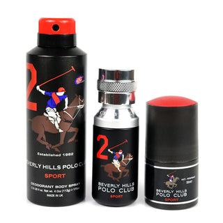 Beverly Hills Polo Club Set Beverly Hills Polo Club: 1982 - Sport 2 Eau De Toilette For Men + 1982 - Sport 2 Anti-Perspirant Deodorant Spray For Men + Sport 2 Anti-Perspirant Deodorant Roll-On For Men