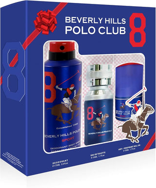 Beverly Hills Polo Club Set Beverly Hills Polo Club: 1982 - Sport 8 Eau De Toilette For Men + 1982 - Sport 8 Anti-Perspirant Deodorant Spray For Men + 1982 - Sport 8 Anti-Perspirant Deodorant Roll-On For Men