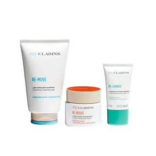 Clarins Set Clarins: My Clarins Re-Boost Hydrating Energizing Morning Cream For Face + My Clarins Re-Charge Hydrating Night Sleeping Mask + My Clarins Re-Move Purifying Cleansing Gel For Face