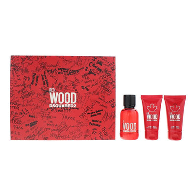 Dsquared 2 Set Dsquared 2: Red Wood Eau De Toilette For Women + Red Wood Shower Gel & Shampoo 2-In-1 + Red Wood Body Lotion