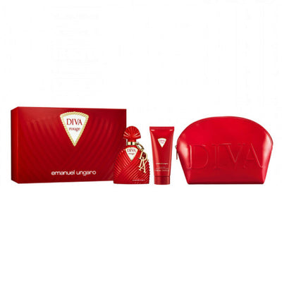 Emanuel Ungaro Set Emanuel Ungaro: Diva Rouge GWP Textile Pouch Red + Diva Rouge Body Lotion Body + Diva Rouge Eau De Parfum For Women