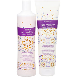 Fanola Set Fanola: No Yellow Spice Collection Hair Treatment Cream Mask For Neutralisation Of Yellow Tones + No Yellow Spice Collection Hair Shampoo For Neutralisation Of Yellow Tones