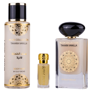 Gulf Orchid Set Gulf Orchid: Tahara Vanilla Eau De Parfum Unisex + Tahara Vanilla Scented Spray For Women + Tahara Vanilla Perfume Oil For Women *Miniature