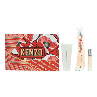 Kenzo Set Kenzo: Flower Ikebana Sakura Eau De Parfum For Women + Flower Ikebana Sakura Eau De Parfum For Women + Flower Ikebana Sakura Hydrating Body Lotion