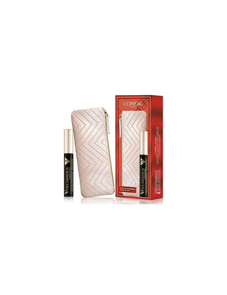 L`Oreal Paris Set L'Oreal Paris: Textile Makeup Bag Cream + Voluminous X5 Volumizing Mascara Extra Black