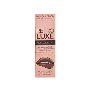 Makeup Revolution Set Makeup Revolution: Retro Luxe Metallic Liquid Lipstick Sovereign + Retro Luxe Lip Liner Sovereign