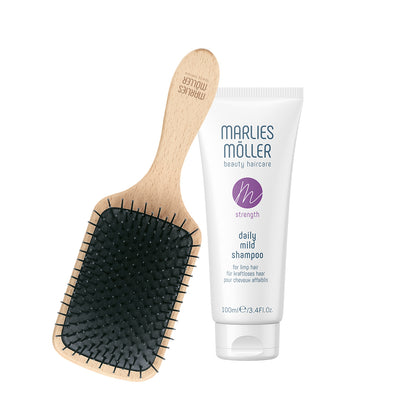 Marlies Moller Set Marlies Moller: Marine Moisture Scalp Brush + Daily Mild Silicone Free Hair Shampoo Deep Cleansing