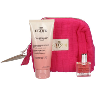 Nuxe Set Nuxe: Prodigieux Floral Shower Gel All Over The Body For All Skin Types + Prodigieuse Florale Moisturizing Body Oil For Body Face & Hair + Nuxe GWP Textile Pouch Pink