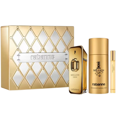Paco Rabanne Set Paco Rabanne: Million Gold Eau De Parfum For Men + Million Gold Eau De Parfum For Men + 1 Million Anti-Perspirant Deodorant Spray For Men