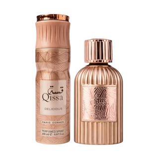 Paris Corner Set Paris Corner: Qissa Delicious Eau De Parfum For Women + Qissa Delicious Deodorant Spray For Women