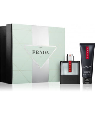 Prada Set Prada: Luna Rossa Carbon Eau De Toilette For Men + Luna Rossa Carbon Revitalized Shower Gel Body
