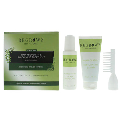 Regrowz Set Regrowz: Homeopathic Scalp Serum Restorative + Homeopathic Scalp Cream Treatment Hydrate & Protect + Homeopathic Mini Hair Brush White