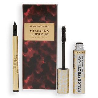 Revolution Pro Set Revolution Pro: Faux Effect Lash Waterproof Volumising Mascara Black + Supreme Flick Precise Gel Eyeliner Black