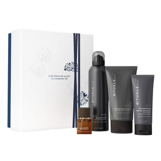 Rituals Set Rituals: L'Essentiel Eau De Parfum For Men + Homme Caffeine Hair Shampoo For Strengthening + Homme Charcoal Eliminates Impurities Cleansing Scrub For Face + Homme Invigorating Shower Mousse