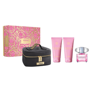 Versace Set Versace: Bright Crystal Eau De Toilette For Women + Bright Crystal Hydrating Body Lotion + Bright Crystal Shower Gel + Versace Zippered GWP Textile Pouch Black