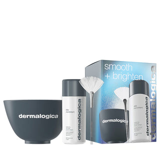 Dermalogica Smooth + Brighten Set Dermalogica: Daily Microfoliant Exfoliating Exfoliating Powder + Masque Fan Multi Face Brush + Dermalogica Plastic Colour Mixing Bowl Grey
