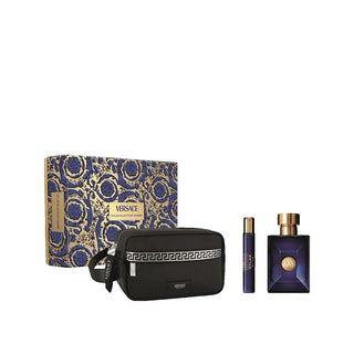 Versace Dylan Blue Pour Homme Gift Set EDT 100ml EDT 10ml and black cosmetic bag