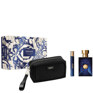Versace Dylan Blue Pour Homme Gift Set EDT 100ml EDT 10ml and Black Trousse