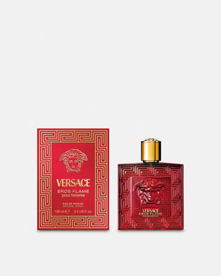 Versace Eros Flame Eau de Parfum 100ml retail bottle and box — official Versace image