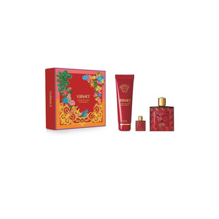 Versace Eros Flame gift set EAN 8011003907045: EDP 100ml, EDP 5ml miniature and Shower Gel 150ml