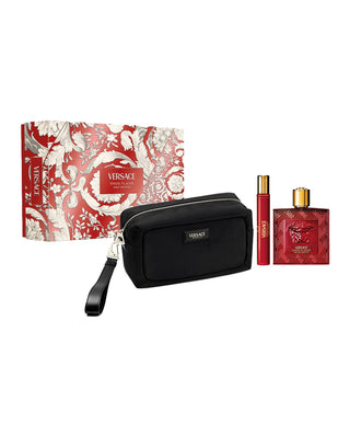Versace Eros Flame gift set EAN 8011003903146: EDP 100ml, EDP 10ml travel spray, black pouch and gift box