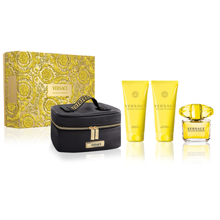 Versace Yellow Diamond Gift Set EDT 90ml Body Lotion 100ml Shower Gel 100ml and Cosmetic Bag